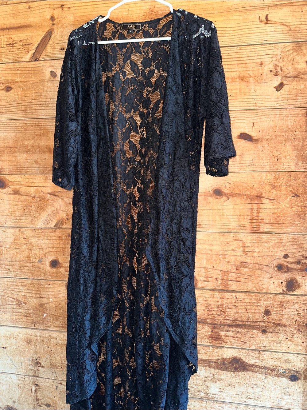 Lucky & Blesses Lace Duster Robe in Black